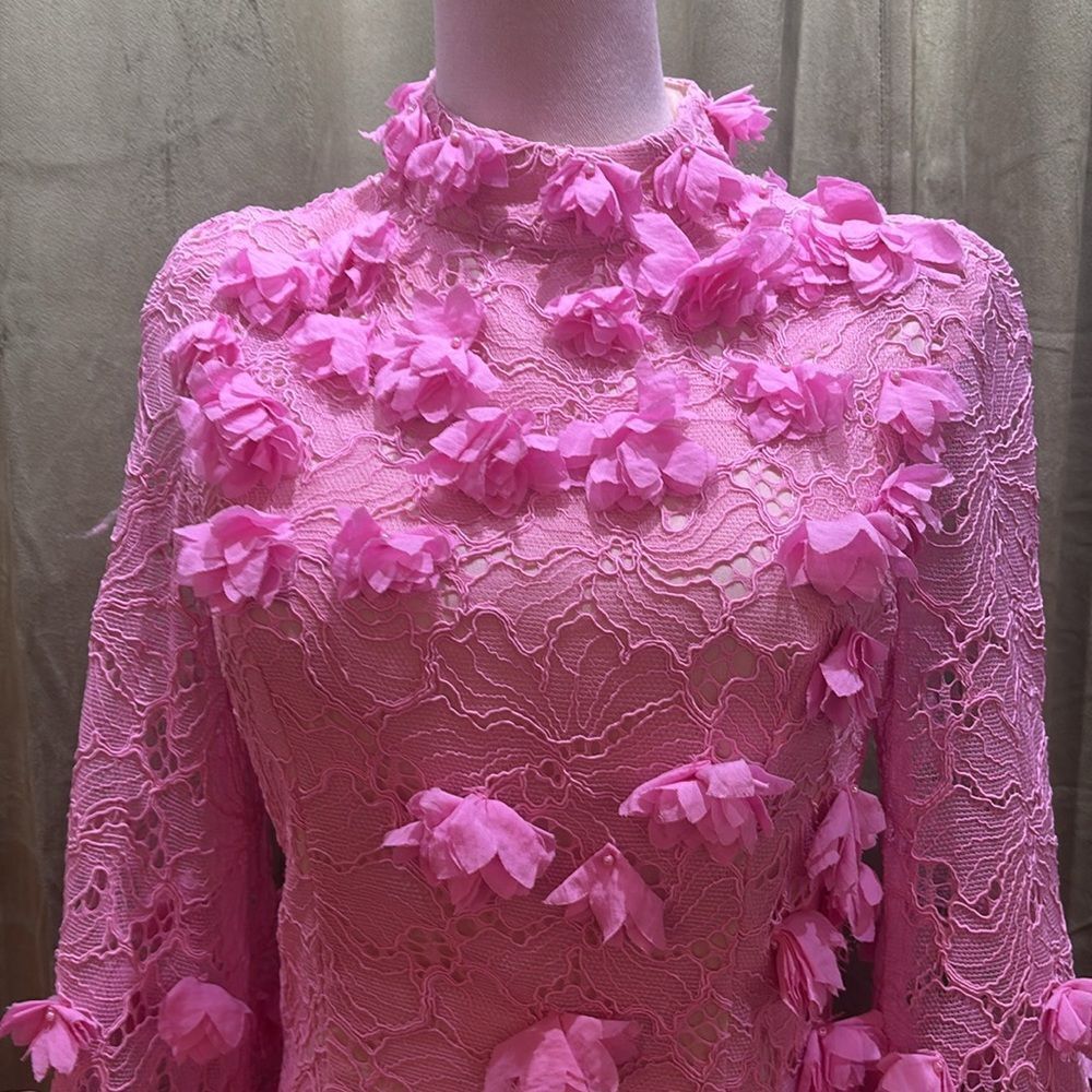 Karen Millen pink lace appliqué mini dress, US6 - Picture 8 of 16